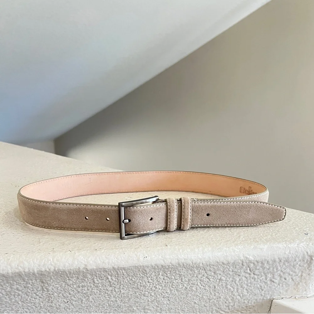 Unisex Genuine Suede Leather tan neutral belt Casual work Belt size 32